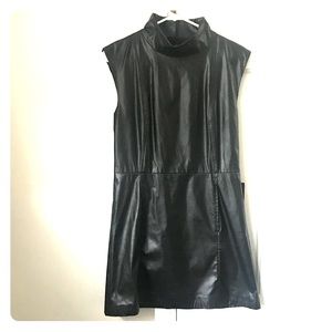 Black faux leather mini dress